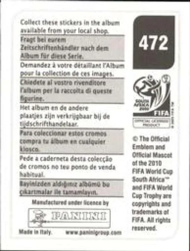 Vista 2 de 2010 Panini FIFA World Cup Stickers #472 Jan Durica Slovakia Official Soccer Album Sticker (2 inch X 1.5 Inch) in Raw Condition (NM or Better)