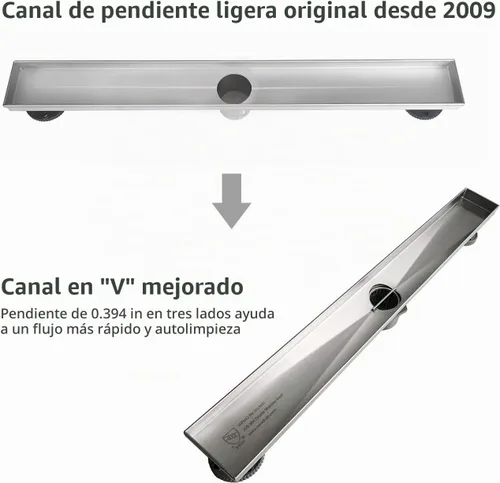 Vista 5 de Neodrain Drenaje de ducha lineal de 24 pulgadas con rejilla de patrón de onda extraíble, fabricante profesional de drenaje de piso de ducha