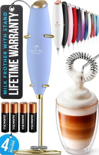 Vista 103 de Zulay Kitchen Potente varita espumadora de leche con 2 baterías Duracell – Mezclador de bebidas portátil ultrarrápido – Máquina de espuma eléctrica