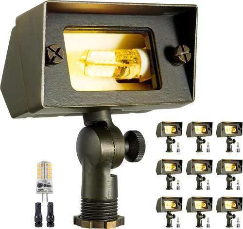 Vista 25 de Gardenreet Luz de Inundación de Latón Sólido - Iluminación de Lavado de Pared LED de Bajo Voltaje para Paisaje 12V, Impermeable IP65 para Exterior
