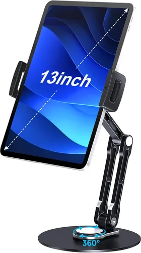 Vista 9 de CreaDream Soporte de aluminio para tableta de tres brazos para escritorio Adjustable Tablet Arm Holder with 360°Rotating Base, Compatible with