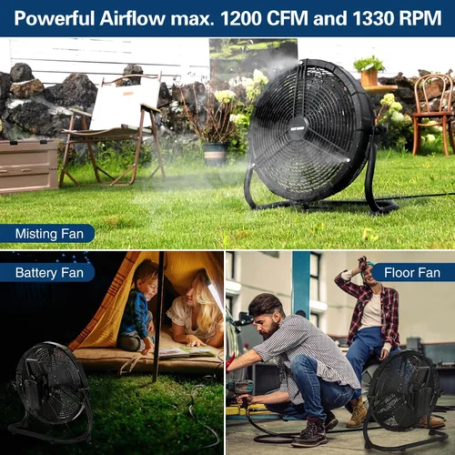 Vista 8 de BILT HARD Ventilador de nebulización portátil para exteriores de 12 pulgadas, ventilador de nebulización con batería desmontable de 15600 mAh
