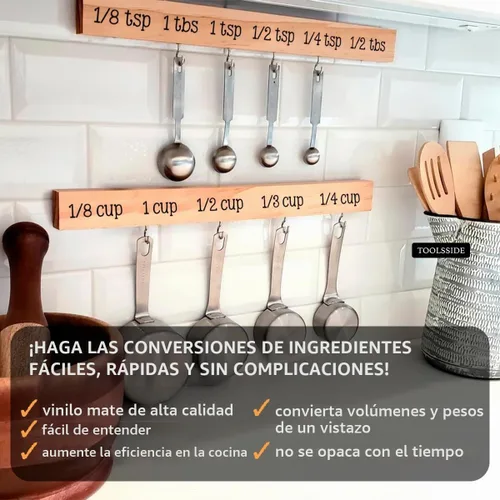 Vista 3 de TOOLSSIDE Tabla de conversión de medidas de cocina para productos a granel - Vinilo pegatinas de cocina - Tabla de conversión métrica. ¡Son