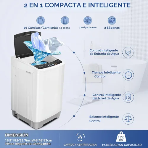 Vista 2 de Nictemaw - Lavadora para apartamento, 17.8 libras, 2.4 pies cúbicos, completamente automática