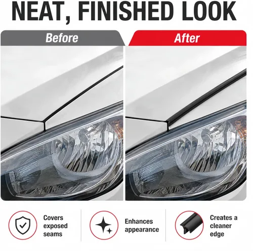Vista 8 de Burlete universal para automóvil de 16.5 pies, borde de goma en forma de T (0.197 x 0.276 in), tira de sellado automotriz autoadhesiva
