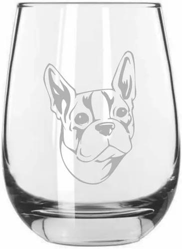 Vista 523 de Shar Pei (chino) - Vaso de vino sin tallo grabado para perro, 15.25 onzas