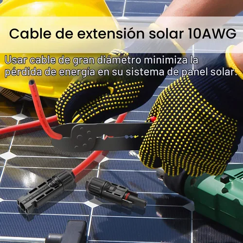 Vista 6 de Cable de extensión solar de 6 pies 10 AWG con conector hembra y macho, kit de adaptador de cable de panel solar (6 pies rojo + 6 pies negro)