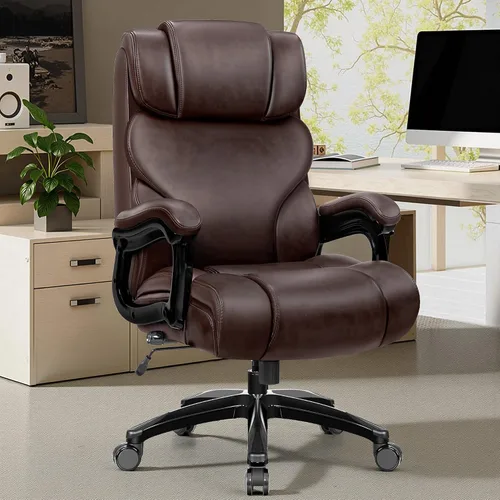Vista 2 de Office Chair, Ergonomic Big and Tall 500lbs Computer Desk Chairs, Heavy Duty Executive Breathable Leather Chair with Adjustable High Back, Lumbar