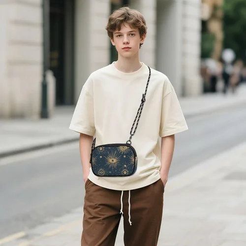 Vista 6 de Vintage Moon Sun Retro Crossbody Cámara Bolsa Hombre Comodidad Con Ranuras para Tarjetas de Crédito Casual Teléfono Pecho Bolsa Tiene una Comida