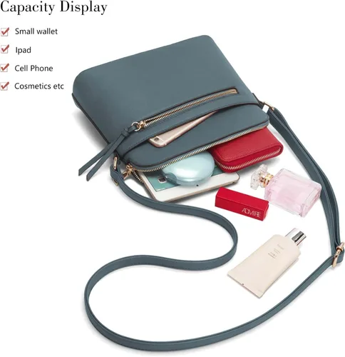 Vista 4 de LA TERRE Bolsa pequeña cruzada, bolsa de hombro estilo cúpula con bolsillo con cremallera y correa ajustable