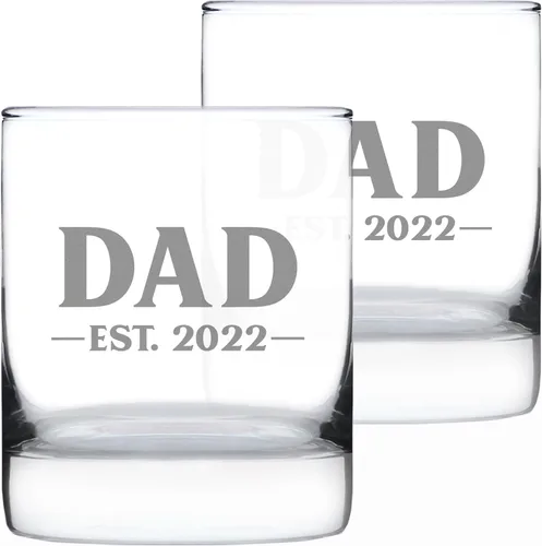 Vista 10 de Dad Est 20XX personalizado – Nuevo padre whisky rocas regalo de cristal para padres primerizos – Gafas personalizadas atrevidas de 10.25 onzas