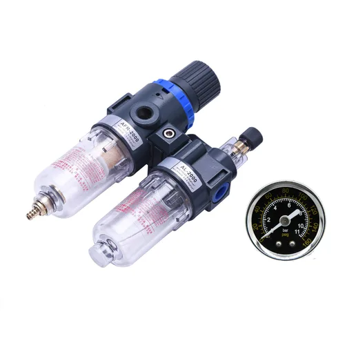 Vista 3 de 1/4 "Compresor Filtro de aire Regulador de presión de aire Filtro de trampa separador de agua y aceite con taza lubricante para sistema de Filtro