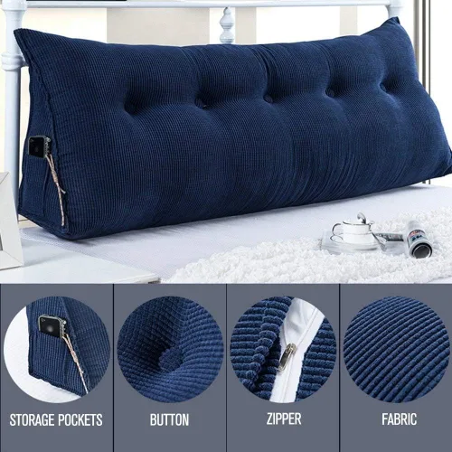 Vista 2 de WOWMAX - Almohada triangular para lectura; almohada grande para cabecera y respaldo; almohada en forma de cuña para soporte y posicionamiento