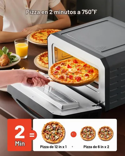 Vista 3 de Horno de pizza eléctrico VEVOR, Smart Pizzas Maker interior con 5 ajustes preestablecidos, horno de pizza de encimera de 12 pulgadas con pantalla
