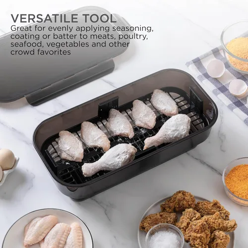 Vista 6 de COOK WITH COLOR Tazón Plegable para Rebozar - Recipiente Agitador para Rebozar Sin Ensuciar - Ideal para Pescado Frito, Pollo Frito, Aros de Negro