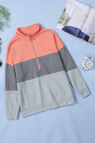 Vista 35 de KINGFEN Sudadera de manga larga con cremallera de un cuarto para mujer