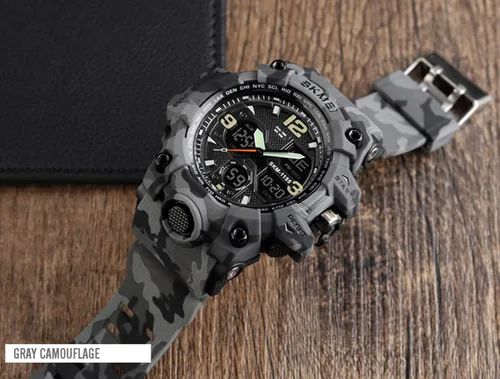 Vista 7 de Mens Analog Digital LED 50M Waterproof Outdoor Sport Watch Military Multifunction Casual Dual Display 12H24H Stopwatch Calendar Wrist Watch