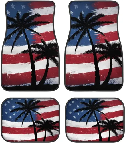 Vista 8 de Yewattles 250th American Flag - 4 alfombrillas para automóvil, sedán, camioneta, SUV, camión, forro delantero y trasero, tapete protector