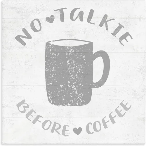Vista 10 de Stupell Industries No Talkie Before Coffee Phrase - Placa de pared para taza de bebida gris, 12 x 12 pulgadas, color blanco roto