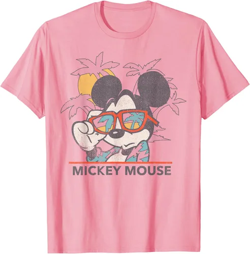 Vista 52 de Disney Mickey and Friends Mickey Mouse Tropical Retrato Camiseta S Negro
