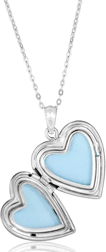 Vista 2 de AVORA - Collar con colgante de corazón de plata de ley 925 con cadena de 17.7in