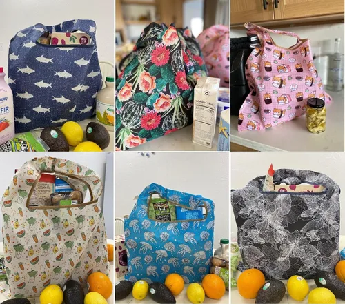 Vista 7 de allydrew Bolsas de comestibles reutilizables de nailon plegables grandes