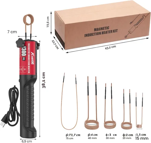 Vista 2 de Calentador de inducción de 1300 W 110 V, extracción de pernos, herramienta de calentador de inducción magnética de mano con 5 bobinas