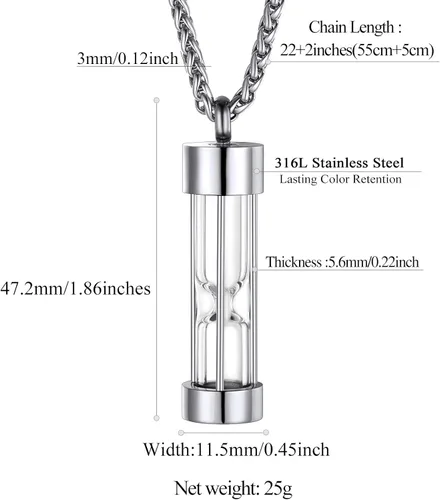 Vista 277 de FindChic Collares personalizados con urna para cenizas, barra vertical, gato, luna, reloj de arena, garra de perro, acero inoxidable, chapado en oro
