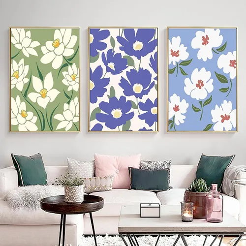 Vista 3 de YALKIN Paquete de 6 kits de pintura por números para adultos, pintura al óleo acrílica fácil por números, kit de pintura de acuarela de flores por