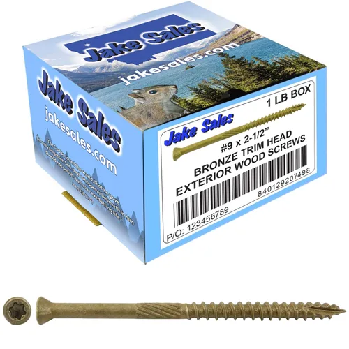 Vista 49 de Jake Sales Tornillo de madera multiusos con revestimiento de bronce de 1-5/8 pulgadas, cabeza torx/Star Drive Trim Head
