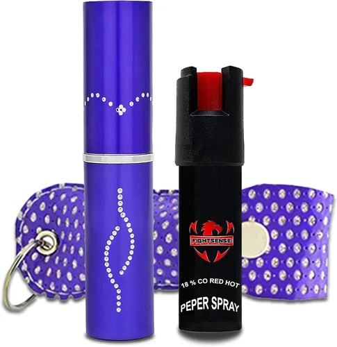 Vista 9 de FIGHTSENSE Kit de defensa personal para mujer, spray de pimienta y linterna de lápiz labial de autodefensa, batería recargable, llavero bolsa