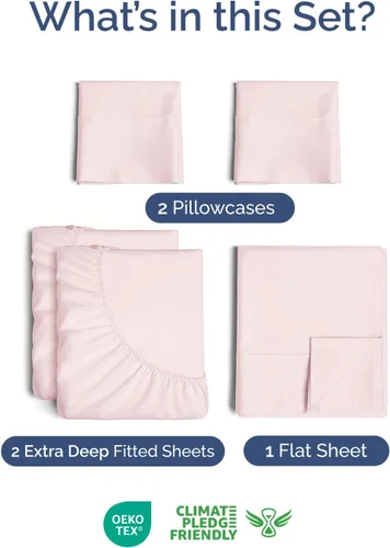 Vista 598 de Extra Deep Twin XL Sheet Set - 3 Piece College Dorm Room - White 01-Blanco