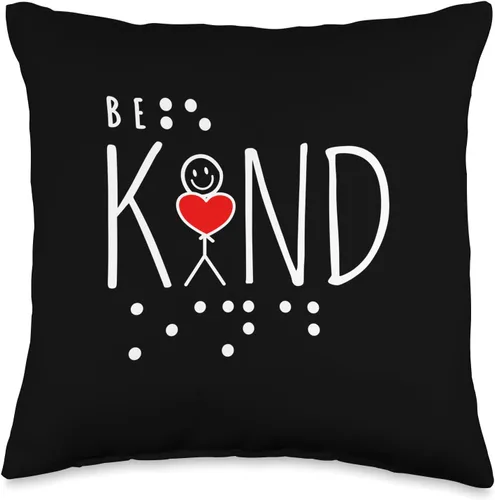 Vista 4 de Gifts For The Blind See Be Kind World Braille Day Be Kind Blind Awareness Braille - Almohada de 18 x 18 pulgadas, multicolor