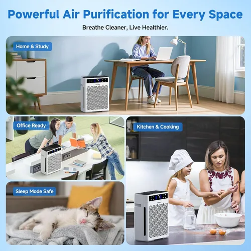 Vista 8 de Purificadores de Aire para el Hogar, Habitación Grande hasta 3000 Pies Cuadrados, Purificador de Aire HEPA para el Hogar con Mascotas y Filtro