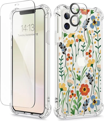 Vista 134 de GVIEWIN - Funda para iPhone 11 con protector de pantalla + protector de lente de cámara, cubierta protectora transparente suave de poliuretano