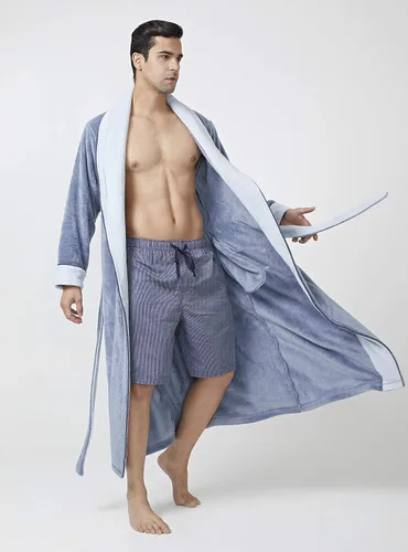 Vista 5 de DAVID ARCHY Bata de baño larga para hombre, cálida y suave, acogedora y de felpa coral