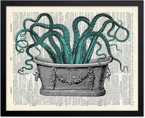 Vista 92 de Poster Master Póster de pulpo para parejas, póster de diccionario, arte Kraken, regalo romántico para él, ella, amantes, decoración náutica