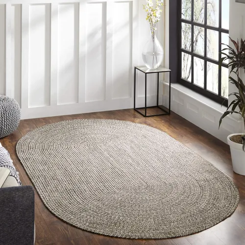 Vista 31 de BNM - Alfombra ovalada bohemia para interiores y exteriores con patrón trenzado sólido, perfecta para patio trasero, patio, oficina, sala de estar