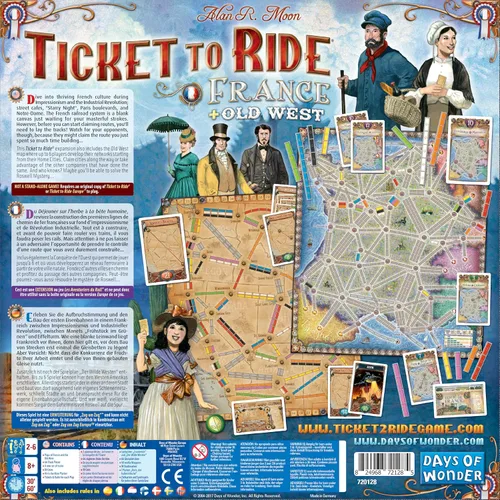 Vista 4 de Asmodee Ticket to Ride France + expansión del juego de mesa Old West: juego de estrategia de ruta de tren, divertido juego familiar para niños