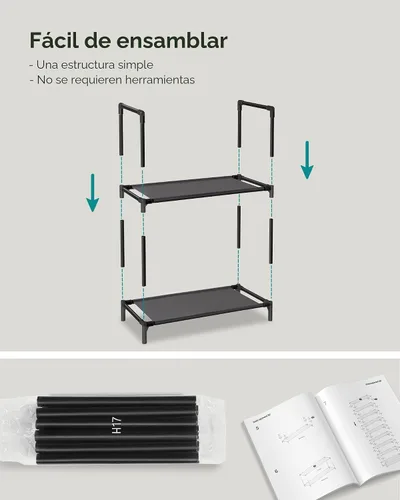Vista 7 de SONGMICS Zapatero, estante de zapatos de 10 niveles, organizador de almacenamiento de zapatos, 11 x 17.7 x 68 pulgadas, marco de metal, estantes