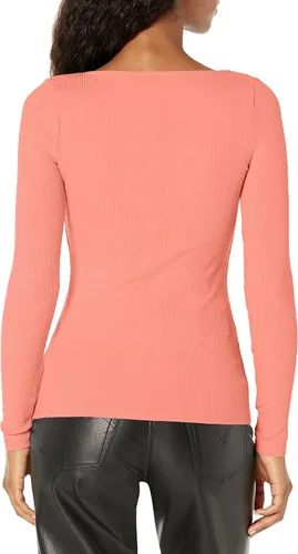 Vista 2 de GUESS Camiseta de manga larga Karlee Jewel Button Henley para mujer