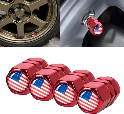 Vista 24 de x xotic tech Juego de 4 tapas de tapa de válvula de neumático con bandera estadounidense, aleación de aluminio anodizado, resistente a la corrosión
