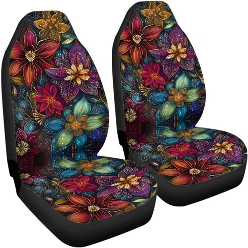 Vista 7 de INSTANTARTS Fundas de asiento de coche con diseño de dalia estética, solo para asientos delanteros, protector de asiento de vehículo, 2 unids/set