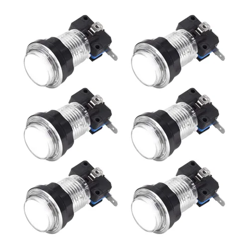 Vista 4 de uxcell Botón pulsador de juego 1.299 in redondo interruptor de botón con micro interruptor para videojuegos arcade azul 6pcs