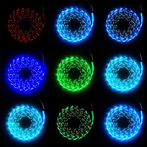 Vista 5 de Tira de luces LED de 16.6 pies (16.4 ft) de color RGB con aplicación y control remoto IR 5050 SMD LED 30 luces por metro para dormitorio, hogar