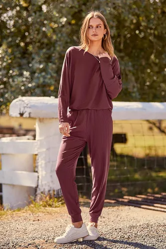 Vista 8 de PRETTYGARDEN - Conjunto de moda de 2 piezas para mujer, color liso, sudadera sin botones y de manga larga, pantalón largo