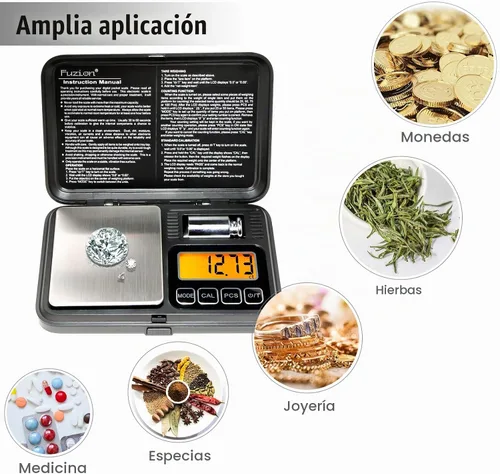 Vista 6 de Báscula de bolsillo digital de Fuzion 7.05 oz/0.00 oz, báscula de gramos con pantalla LCD, tara y PCS, báscula digital mini con peso de calibración