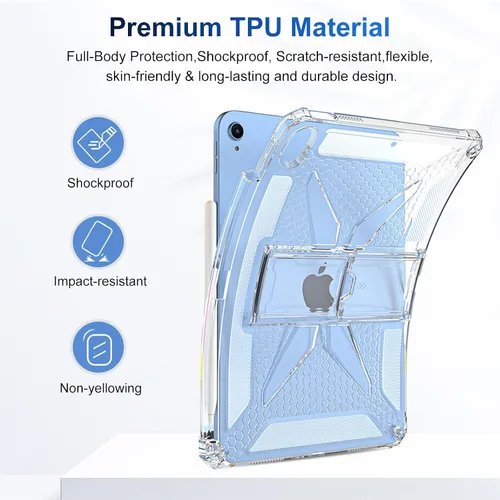 Vista 2 de Clear Stand Case for iPad Air 3 (Air 3rd Generation) 10.5 inch 2019 & iPad Pro 10.5 inch 2017 with Pencil Holder/Kickstand Soft TPU Back Silicone