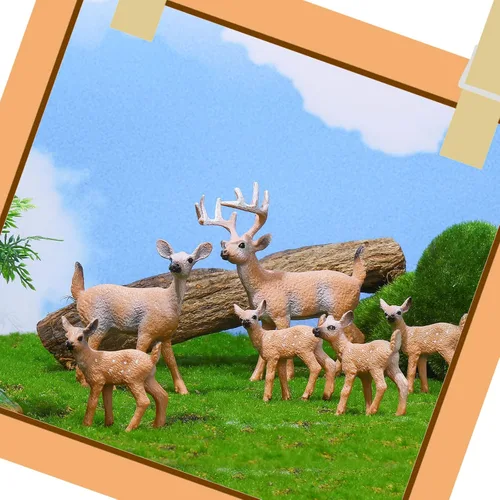 Vista 3 de 12 piezas de figuras de ciervos juguete realistas, figuras de familia de ciervos, figuras de animales del bosque, criaturas del bosque en miniatura
