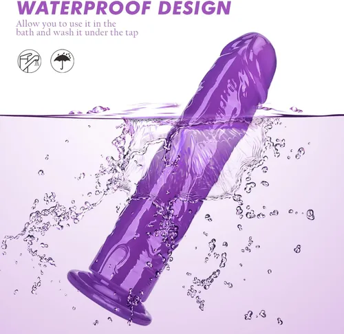 Vista 5 de Consolador de pene realista con base de succión de 8.1 pulgadas, punto G, polla flexible anal, juguetes sexuales para adultos, para principiantes